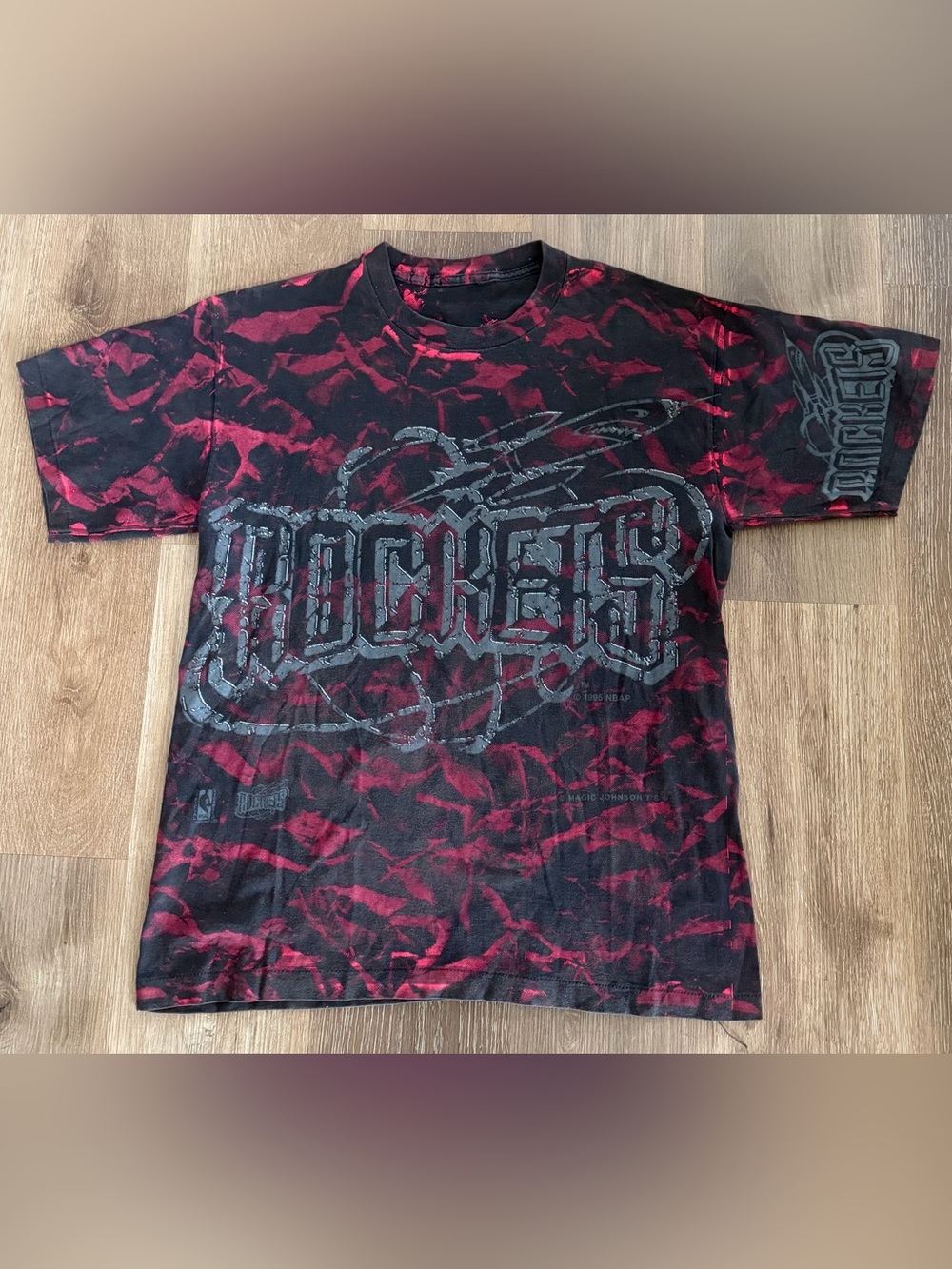 VTG 1995 Magic Johnson Houston Rockets T-shirt No Sz Tag L Single Stitch NBA